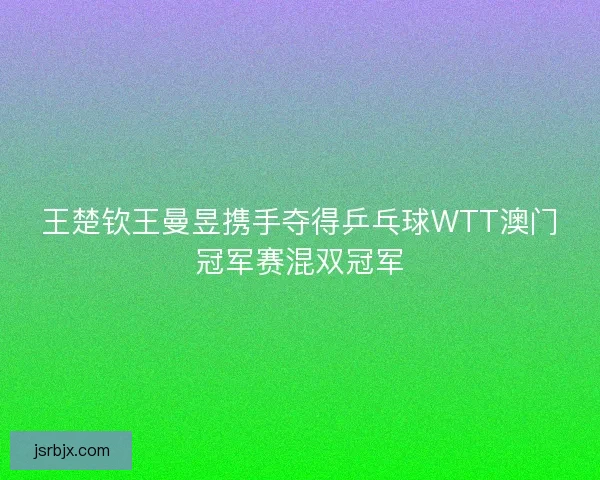 王楚钦王曼昱携手夺得乒乓球WTT澳门冠军赛混双冠军