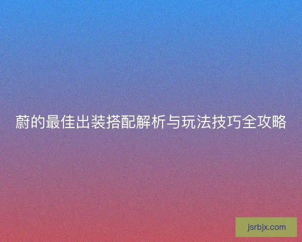 蔚的最佳出装搭配解析与玩法技巧全攻略