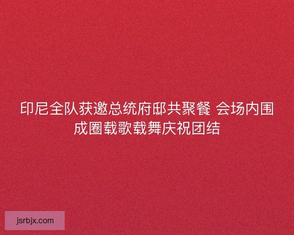 印尼全队获邀总统府邸共聚餐 会场内围成圈载歌载舞庆祝团结